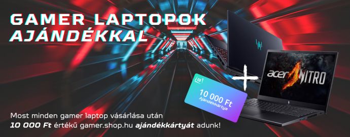 Gamer laptop + Ajándékkártya 10.000 Ft értékben!