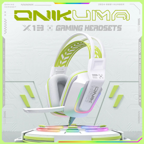 Onikuma X13 Vezetékes Gamer Fejhallgató RGB világítással - Fehér