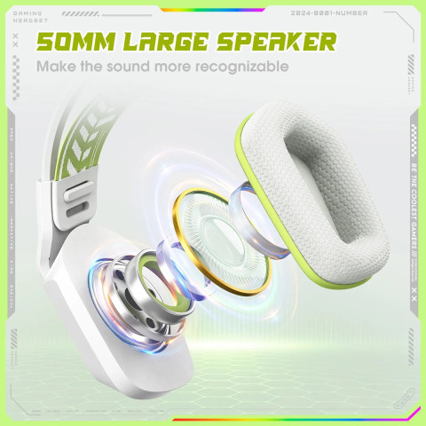 Onikuma X13 Vezetékes Gamer Fejhallgató RGB világítással - Fehér