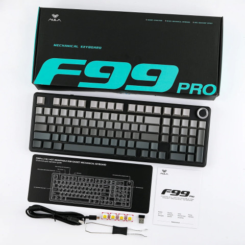 AULA F99 PRO Vezeték Nélküli Mechanikus Gamer Billentyűzet - Fekete