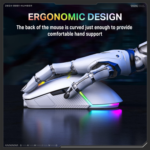 Onikuma CW928 Tri-Mode Vezeték nélküli Gamer egér - Fehér