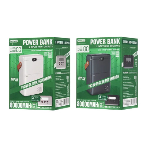 Remax Piloteer Series RPP-118 Gyorstöltő Powerbank 80000mAh - Fehér