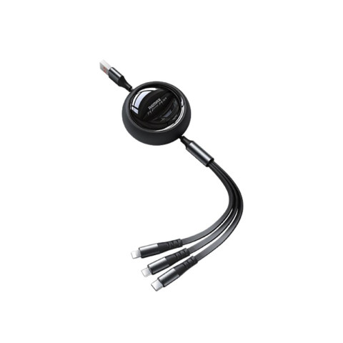 Remax Linon Series 3 in 1 Retractable kábel 15W - Fekete