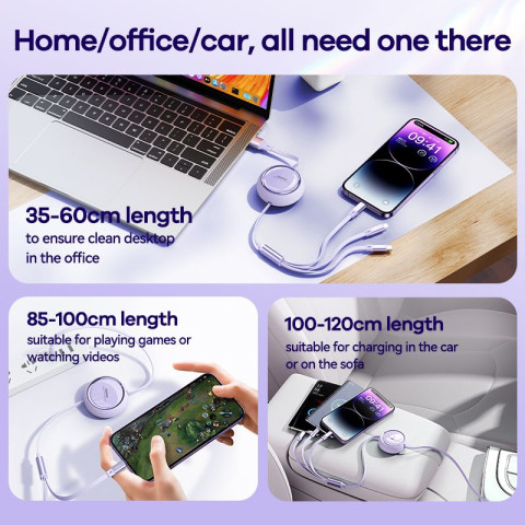 Remax Linon Series 3 in 1 Retractable kábel 66W - Fehér