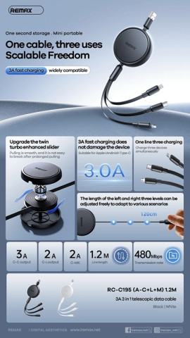 Remax Telescopic 3 in 1 kábel
