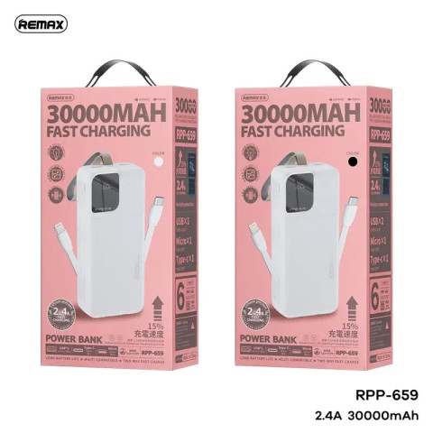 Remax Rellaen Series RPP-659 Gyorstöltő Powerbank 30000mAh - Fehér