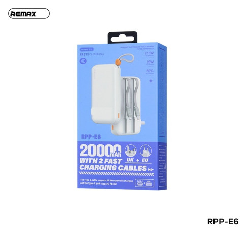 Remax RPP-E6 Gyorstöltő Powerbank Fali Csatlakozóval 20000mAh
