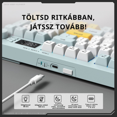 Onikuma G80 Tri-Mode Vezeték Nélküli Gamer Billentyűzet