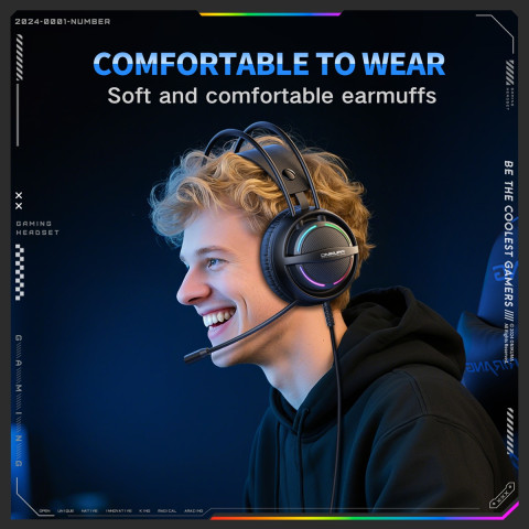 Onikuma X88 Vezetékes Gamer Fejhallgató RGB világítással - Fekete