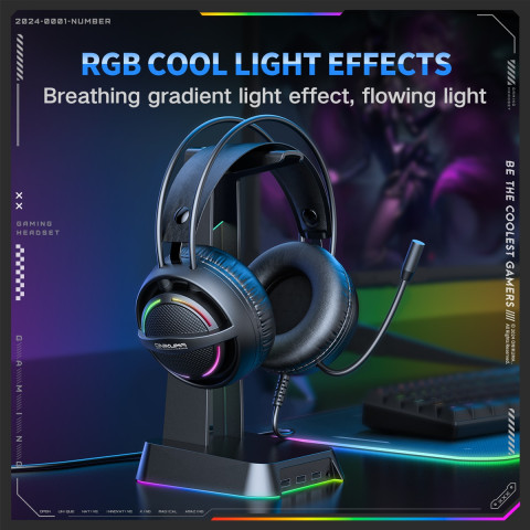 Onikuma X88 Vezetékes Gamer Fejhallgató RGB világítással - Fekete