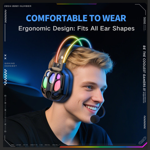 Onikuma X89 Vezetékes Gamer Fejhallgató RGB világítással