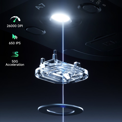 MCHOSE A7 PRO S Vezeték Nélküli 2.4G Gamer Egér - Fekete