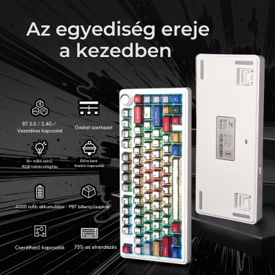 AULA F75 Vezeték Nélküli Mechanikus Gamer Billentyűzet - Comic