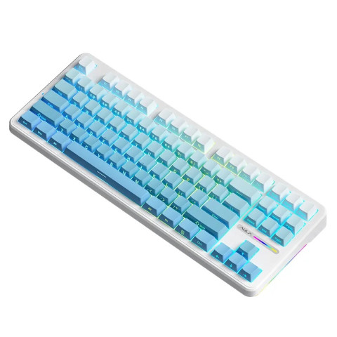 AULA F87 PRO Vezeték Nélküli Mechanikus Gamer Billentyűzet Fehér-Kék