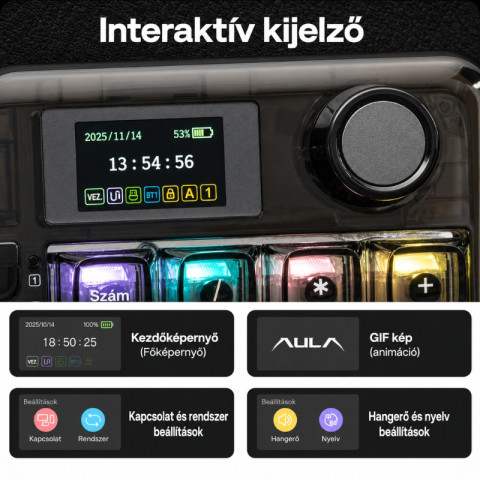 AULA NB98 Vezeték Nélküli Mechanikus Gamer Billentyűzet - Átlátszó
