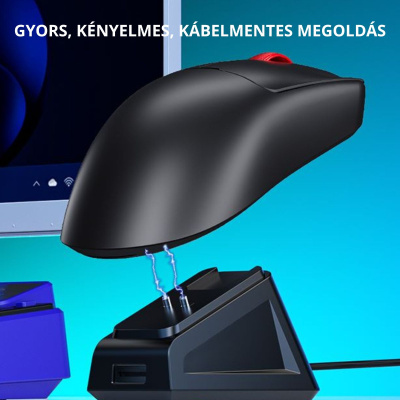 AULA SC380 Pro Tri-Mode Vezeték Nélküli Gamer Egér + Dokkoló - Fekete