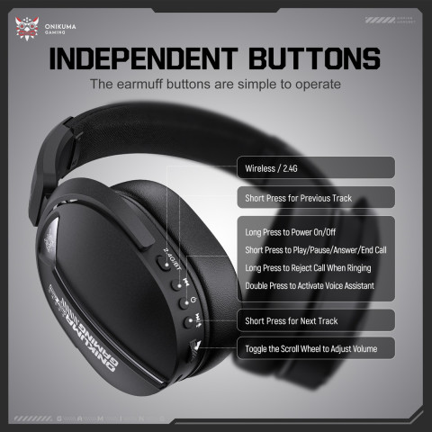 Onikuma GT887 4-Mode Vezeték Nélküli Gamer Headset - Fekete