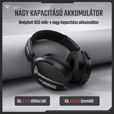 Onikuma GT887 4-Mode Vezeték Nélküli Gamer Headset - Fekete