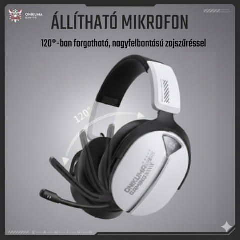 Onikuma GT887 4-Mode Vezeték Nélküli Gamer Headset - Fehér
