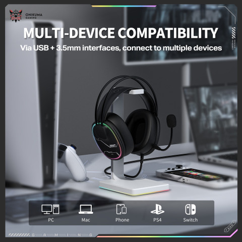 Onikuma X91 RGB Gaming Fejhallgató - Fekete
