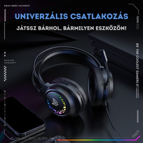 Onikuma X92 RGB Gamer Fejhallgató - Fekete