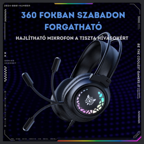 Onikuma X92 RGB Gamer Fejhallgató - Fekete