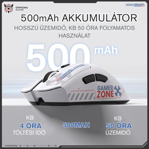 Onikuma DM01 Tri-Mode Vezeték Nélküli Gamer Egér - Fehér