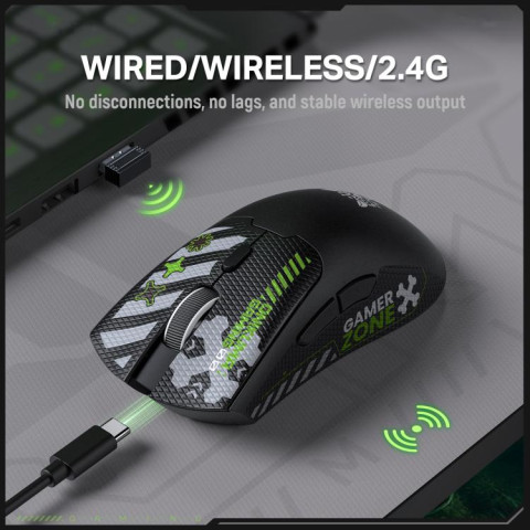 Onikuma DM01 Tri-Mode Vezeték Nélküli Gamer Egér - Fekete