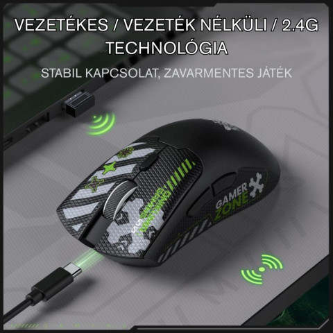 Onikuma DM01 Tri-Mode Vezeték Nélküli Gamer Egér - Fekete