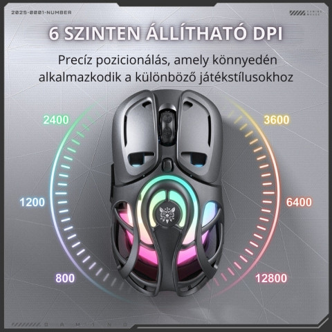 Onikuma DM02 Tri-Mode Vezeték Nélküli Gamer Egér - Szürke
