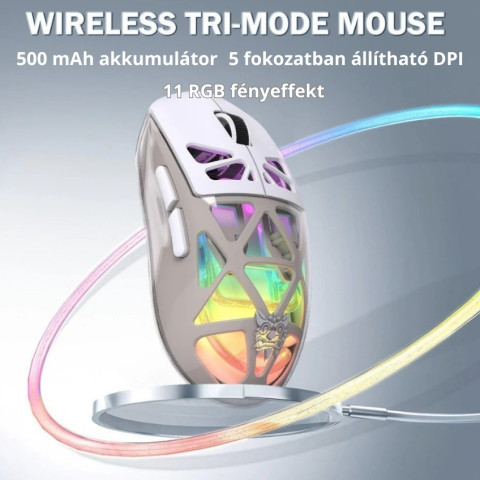 Onikuma CW930 Tri-Mode Vezeték Nélküli Gamer Egér - Fehér