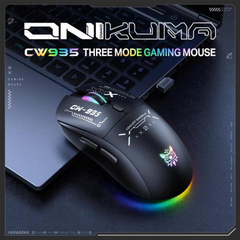 Onikuma CW935 Tri-Mode Vezeték Nélküli Gamer Egér - Fekete
