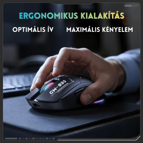 Onikuma CW935 Tri-Mode Vezeték Nélküli Gamer Egér - Fekete