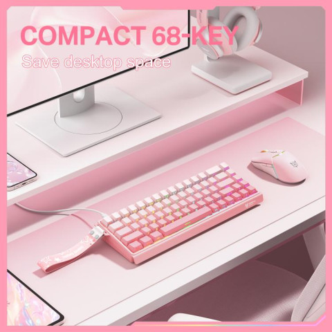 Onikuma G69 Magnetic Switch Gamer Billentyűzet - Pink