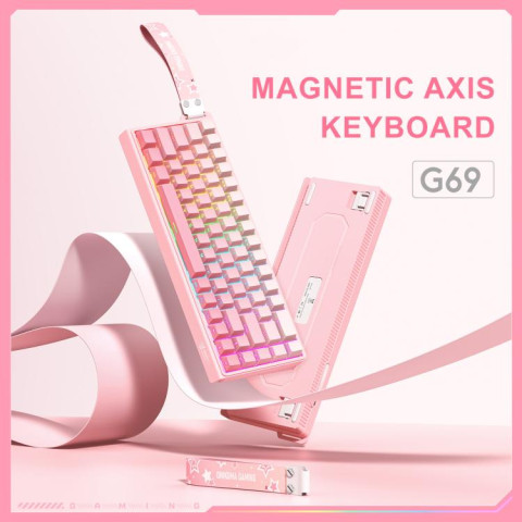 Onikuma G69 Magnetic Switch Gamer Billentyűzet - Pink