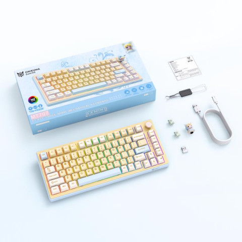Onikuma MT707 Tri-Mode Vezeték Nélküli Mechanikus Gamer Billentyűzet - Sárga