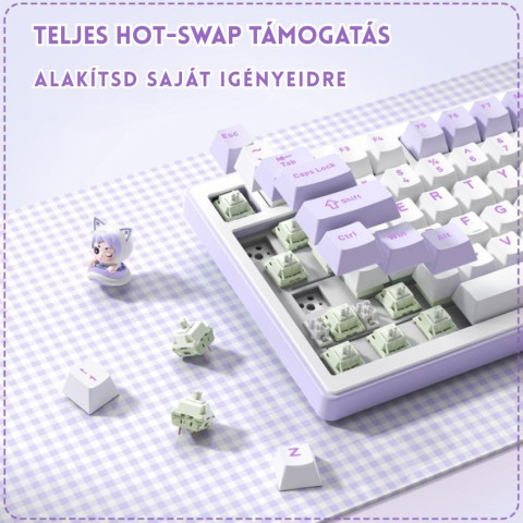 Onikuma MT707 Tri-Mode Vezeték Nélküli Mechanikus Gamer Billentyűzet - Lila