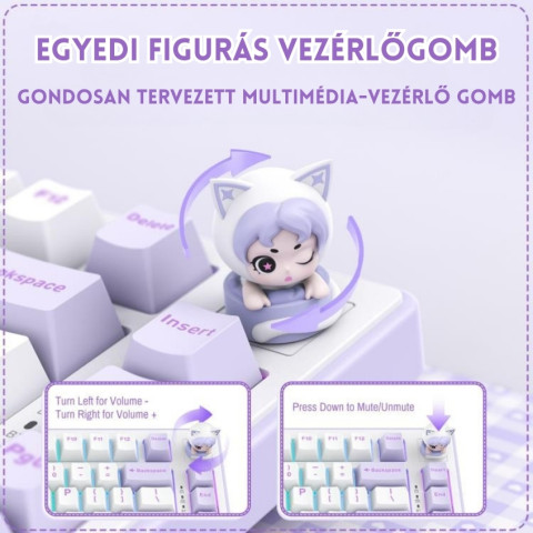 Onikuma MT707 Tri-Mode Vezeték Nélküli Mechanikus Gamer Billentyűzet - Lila