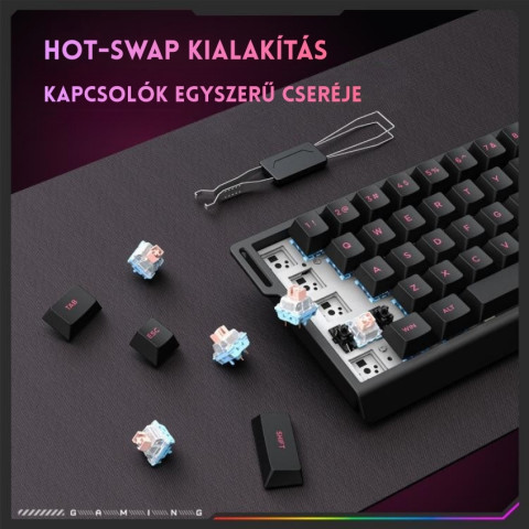 Onikuma MT603 Tri-Mode Vezeték Nélküli Magnetic Switch Mechanikus Gamer Billentyűzet