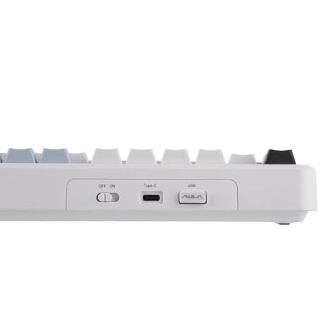 AULA F108 PRO Tri-Mode Vezeték Nélküli Mechanikus Gamer Billentyűzet - Fehér-Kék