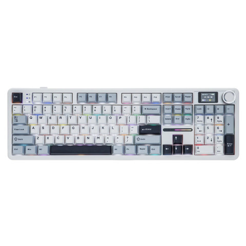 AULA F108 PRO Tri-Mode Vezeték Nélküli Mechanikus Gamer Billentyűzet - Fehér-Kék