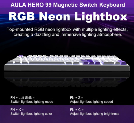 AULA HERO99 Magnetic Switch Mechanikus Gamer Billentyűzet - Fehér
