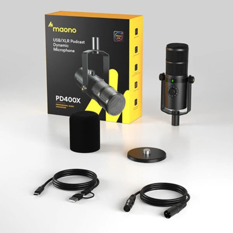 MAONO PD400X USB/XLR Dynamic Streamer/Podcast Mikrofon - Fekete