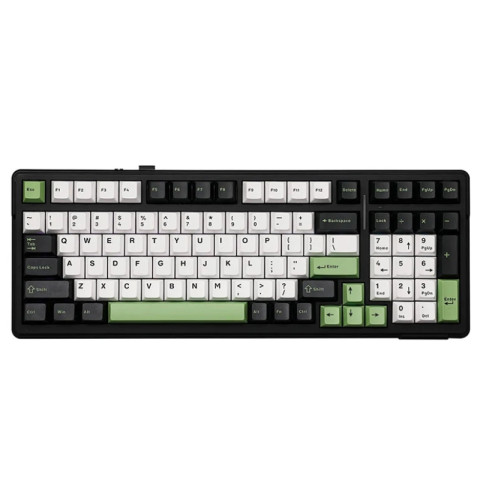 AULA F99 Vezeték Nélküli Mechanikus Gamer Billentyűzet - Fekete-Fehér-Zöld