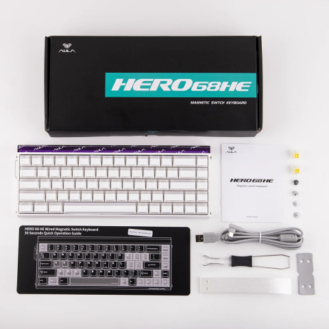 AULA HERO68 HE Lighthouse Magnetic Switch Mechanikus Gamer Billentyűzet - Fehér