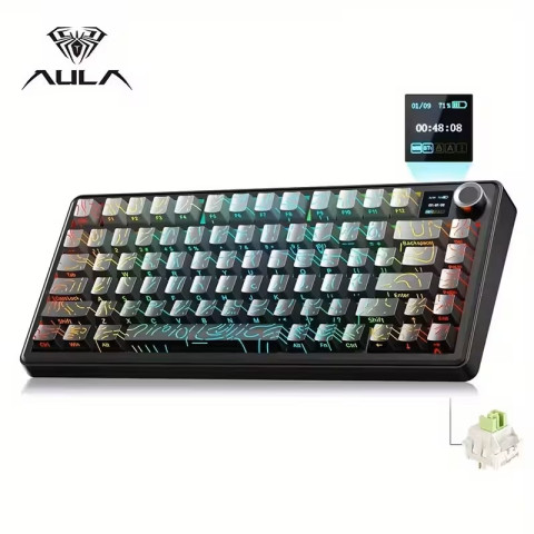 AULA F75 Max Vezeték Nélküli Mechanikus Gamer Billentyűzet - Fekete Contour