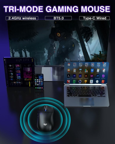 AULA SC580X Tri-Mode Vezeték Nélküli Gamer Egér - Fekete