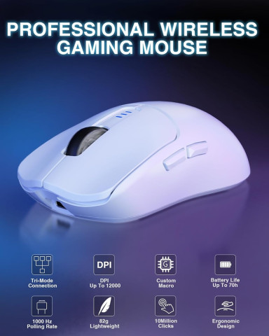 AULA SC580X Tri-Mode Vezeték Nélküli Gamer Egér - Fehér
