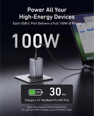 Anker Prime 100W GaN töltő, ezüst
