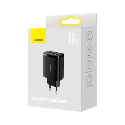 Baseus USB Gyorstöltő Hálózati Adapter 17W - Fekete